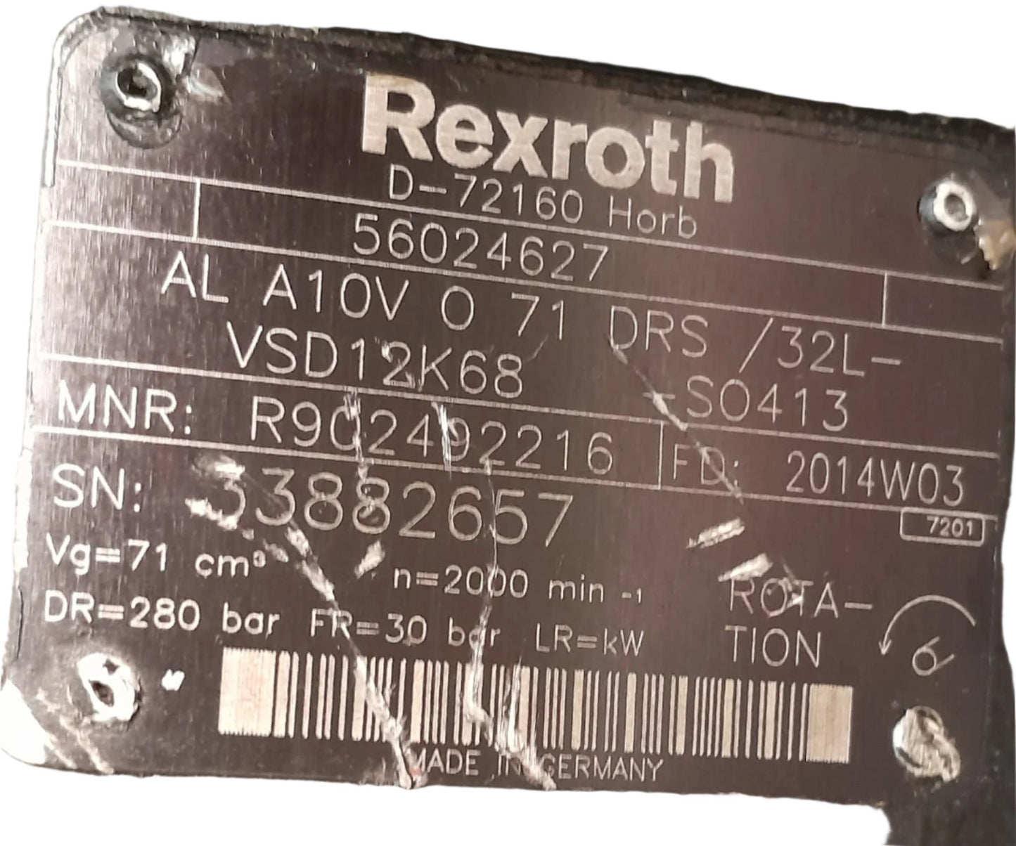 Rexroth Pump A10V071 DRS/32L-VSD12K68 - Tested